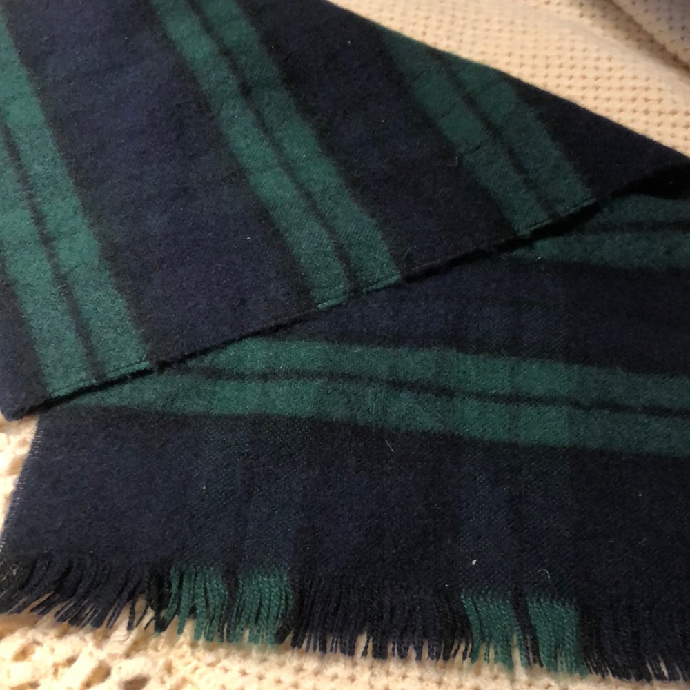 Navy and green plaid neck scarf